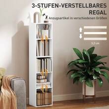 5-Tier Freestanding Bookshelf, Storage Shelf With Adjustable Shelves For Living Room, Bedroom, White - 白色 - 查看 5