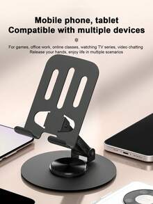 Metal Phone Stand Desktop 360° Rotating Stable Portable Sturdy Foldable All-Metal Phone Holder - Light Grey - View 10