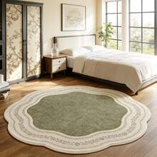 1pc Matcha Green Flower Shaped Area Rug, Living Room Carpet, Area Rug, Small Area Rug, Mat, Home Decor, Large Living Room Carpet, Round Carpet, Living Room Home Decor, Room Decor, Washable Carpet - Multicolor - View 4