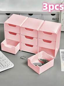 Mini 3-Tier Drawer Storage Box Multifunctional And Durable Cosmetic Storage Box For Use Office Study Bedroom School Desktop Stationery Storage Box Summer Bedroom Decor Back To School Essential Storage For Dormitory Student Miscellaneous - Multicolor - View 16