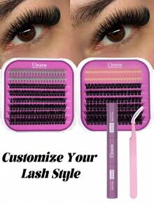 316/296pcs, D Curl, Lash Extension Kit DIY, 80D, 100D, Bottom, Color Lash Clusters Eyelash Extension Kit, Lightweight, Reusable, With Lash Bond And Seal, Tweezers, Suitable For DIY To Create Eyelash MakeupSuitable For Daily Use - Black - View 16