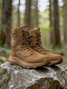 Men's 8-Inch Tactical Military Work Boots - Breathable Leather With Side Zipper, Lightweight For Hiking, Motorcycle, And Combat - Bronze - View 4