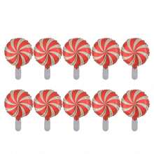 10pcs Windmill Pattern Candy Aluminum Foil Balloons, Christmas Party Decoration, Holiday Atmosphere Decor Supplies - Multicolor - View 6