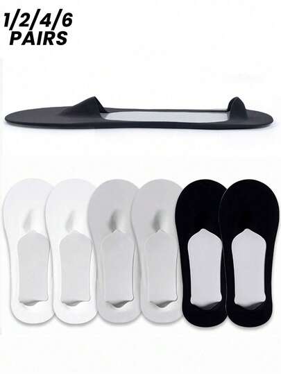 1/2/4/6 Paia di calze da barca da uomo di colore unito, calze invisibili traspiranti, resistenti agli odori, con silicone antiscivolo, per primavera/estate
