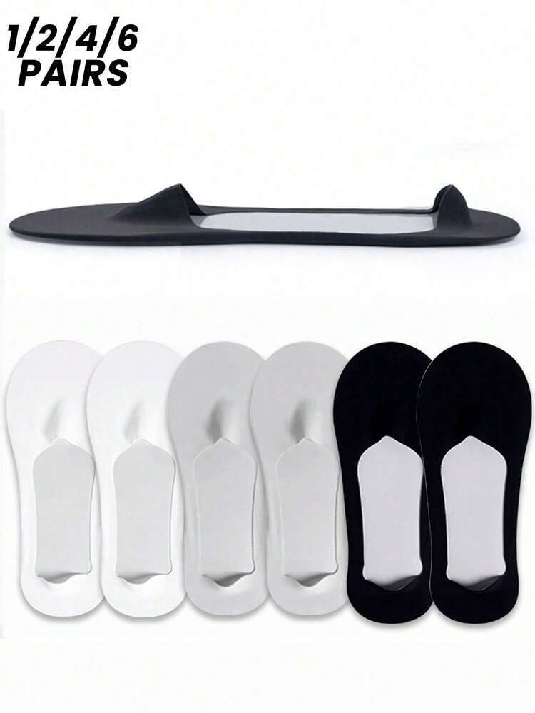 1/2/4/6 pares de calcetines de barco de unicolor para hombres, calcetines invisibles transpirables, resistentes al olor, con silicona antideslizante, para primavera/verano - Multicolor - Añade 1