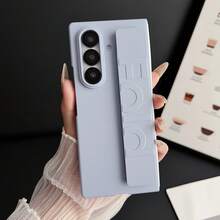 Phone Case With Retractable Wrist Strap For Samsung Galaxy Z FOLD3/FOLD4/FOLD5/FOLD6/FOLD7/FOLD8/FOLD8Ultra/W26, Minimalist Solid Color, Comfortable Touch, Fashionable Versatile Design - Light Purple - View 8
