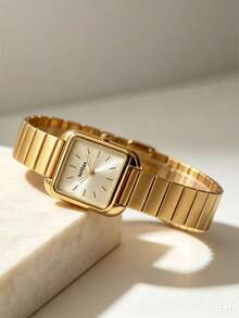 sottas New Gold Square Women's Watch, Fashion Minimalist Elegant Luxury Niche Casual Versatile Bamboo Knot Strap Quartz Wristwatch - one-size - View 2