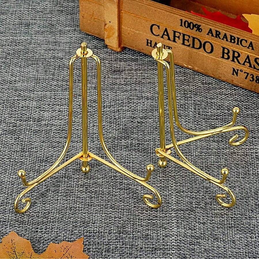 Display Stand LI 4-Inch (Approximately 10.2 Cm) Gold Iron Plate Bracket Painting Stand Display Stand Is Suitable For Board, Picture, Photo And More, - Multiple Styles - View 1