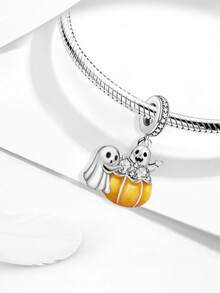 1 Stück minimalistischer modischer Halloween-Anhänger Perle, geeignet für handgemachte DIY-Armbänder, Halsketten und anderen Schmuck, perfektes Geschenk für Frauen - Silber - Übersicht 6