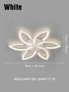 Minimalist Petal Ceiling Fan Light, Remote Control Dimmable, 3 Color Light, Quiet, 6 Speed, Embedded Fan Light For Home - one-size - View 8