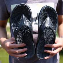 Nuevas zapatillas de casa para hombre de verano, chanclas portátiles, zapatillas de viaje, zapatos de playa para hombre, sandalias de interior de verano, zapatillas de viaje portátiles para hombre - negro y gris - Ver 7