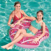 Inflatable Donut-Shaped Swimming Ring For Adults, Inflatable Float Rings Under The Armpits, Anti-Rollover Summer Donut-Shaped Swimming Ring, Thickened PVC Summer Vacation Gift, School Gift, Swimming Equipment. - Pink - View 4