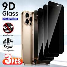 3pcs 28° Privacy Anti-Peeping Tempered Glass Screen Protector Compatible With IPhone 17 Pro Max/17 Air/16 Pro Max/16 Plus/15 Pro Max/15 Plus/14 Pro Max/14 Plus/13 Pro Max/13/12 Pro Max/12/11 Pro Max/11/XS Max/XR/XS/X/8 Plus/8/7 Plus/7 Series Full Screen - Black - View 9