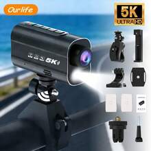 Cámara de acción 5K a 30 FPS con estabilización de imagen, WiFi, luces LED, grabación en bucle, cámara deportiva para moto, bicicleta y actividades al aire libre - Negro - Ver 10