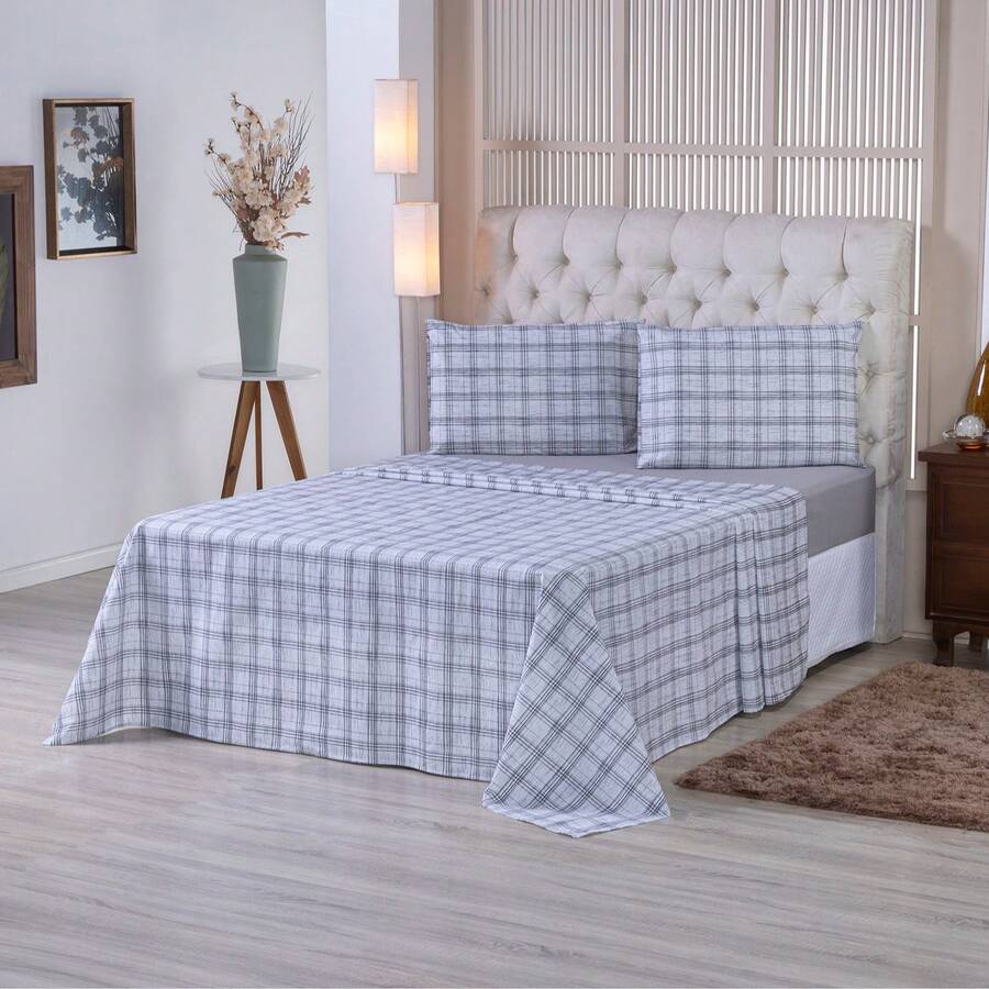 Double Bed Sheet Set, 4 Pieces, 100% Cotton Percale - CL19 - View 1
