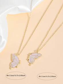 2 piezas/Set Collar de Mariposa de Doble Tono con Efecto de Goteo de Aceite, Cadena Creativa INS para Clavícula, Lindo & Versátil - Multicolor - Ver 5