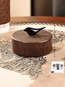 1pc Bird-Shaped Windproof Ashtray With Lid, Wood Grain Decorative Ash Storage Tray, Removable Inner Liner, Easy To Clean Desktop Decor Organizer Box, Suitable For Home And Office - Multicolor - View 13