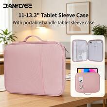 DANYCASE Funda para tableta de 11-13.3 pulgadas, compatible con Air Pro de 11ª/10ª generación, con asa y bolsillo, estilo maletín, bolsa de almacenamiento portátil con cremallera, funda protectora a prueba de golpes - Rosa - Ver 5