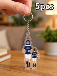 Personalisierter Weltcup Fußball Familien Acryl Schlüsselanhänger, 1/3/5 Stücke, individueller Name & Trikotnummer, 2,5/3 Zoll, 2-5 Familienmitglieder, herzliches Erinnerungsgeschenk für Fußballfans, idealer Vatertag & Weltcup Souvenir - Verschiedenfarbig - Übersicht 14