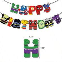 Superhero Avengers Birthday Banner Cake Topper Party Decoration Set Suitable For Birthday Party, Bachelor Party, Christmas, Birthday Gift, Holiday Gift, Decoration - Multicolor - View 7