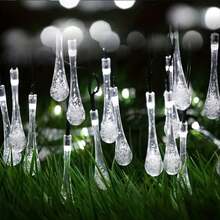 1PC 5M20LED/7M50LED Solar Water Drop String Lights - Waterproof LED Fairy Lights With 8 Lighting Modes For Garden, Pathway, Patio, Garden, Yard & Party Decor - Solar Water Droplets - View 9