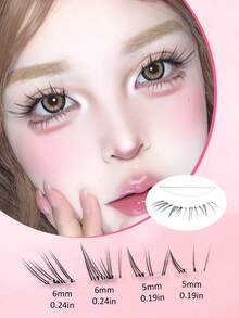 80pcs Self-Adhesive Lower Eyelashes, Natural Lightweight Cartoon Style Clustered Lower False Eyelashes, Pre-Glued, Segmented, Suitable For Daily Makeup And Beginners - C - 查看 4