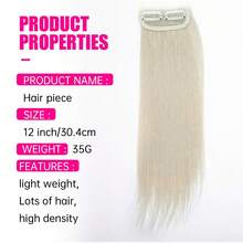 Women's Thick Invisible Clip-In Hair Extensions - Synthetic Hair Pieces, Short Straight Voluminous, Platinum Blonde & Multi-Color Options, Suitable For Thin Hair And Daily Styling - White - View 4
