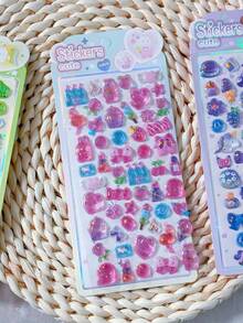 Pegatinas de Burbujas de Dibujos Animados 3D en Relieve Niña Linda Decoración DIY Divertida Adhesiva Pegatinas de Cristal de Strass Suministros de Manualidades para Niños - Multicolor - Ver 11