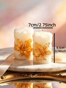 Two Pieces, One Piece, Golden Engraved Cylindrical Scented Candles, Festive Decorations, Birthday, Graduation Party Gifts, Exquisite And Luxurious, Scene Setting, Vacation Time, Elegant Dinner Candles, Garden - Pillar Wax - View 12