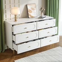 Chest Of Drawers In A Modern, Simple Style/Drawer Cabinet Made Of MDF And Chipboard/Large Chest Of Drawers With 6 Drawers, Versatile Uses/Suitable For Living Room And Bedroom - 白色 - 查看 1