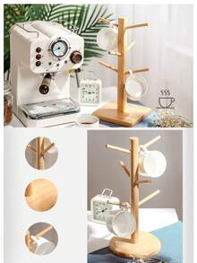 2pcs Durable Bamboo Mug Tree With 6 Hooks – Non-Slip Coffee Mug Holder With Thickened Base - A - View 10
