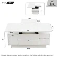 Modern Coffee Table With Double Lifting Mechanism, Hidden Storage Space – Load Capacity Up To 50 Kg - 白色 - 查看 2