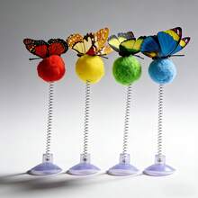 3pcs Butterfly Interactive Cat Spring Ball Toys - Random Color, Suction Cup Design, Battery-Free, Durable Material, Suitable For All Cat Breeds Interactive Self-Entertainment. Pet Entertainment | Fun Design - Multicolor - View 6