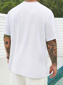 Vintage-Freizeit-T-Shirt aus 100% Baumwolle für Herren, große Größe 180g Sommer-Oberteile - Weiss - Übersicht 4