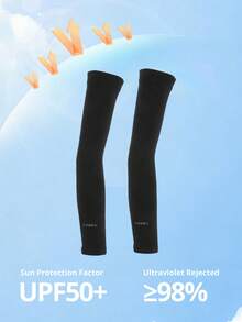 CAMEL CROWN New Summer Cooling UV Protection Arm Sleeves With Finger Holes, Thin Sun Protection Ice Sleeves, Suitable For Women, Ideal For Cycling - Black - View 4