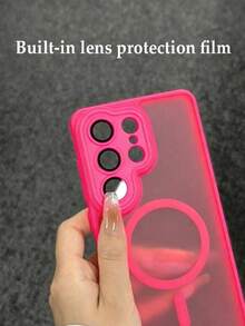 Funda magnética esmerilada premium para Galaxy S26Ultra S25Ultra A37 A57 S24 S23FE Plus S24Ultra, S23Ultra S22Ultra A55, A56, A16 A17 A36 A26 A16 A35 A54 A15 S25 S24 S23 y otros modelos. Cuenta con protección completa de la cámara, película de lente integrada, tacto suave, anti-huellas, función de carga inalámbrica y diseño a prueba de caídas, funda de teléfono Sam - Rosa Fucsia - Ver 3