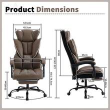 Silla de tocador con cojín reforzado, silla de escritorio ergonómica, silla de computadora con reposapiés ajustable, adecuada para uso de entretenimiento y oficina. - Marrón - View 4
