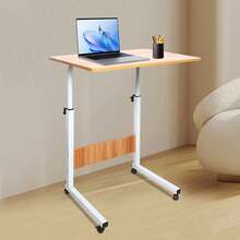 Futchoy Set of Freistehend MDF+Eisen Verstellbarer Laptop-Schreibtisch, Mobiler Computer-Ständer Mit Rädern, Freistehender Computer-Schreibtisch Oder Mit Über Sofa, Bett, Auf Dem Boden Oder Anderswo Während Der Verwendung Von Notebook, Lesen, Schreiben, Essen Oder Zeichnen Fur Verwendung als Schreibtisch, Schreibtisch, Studiertisch, Werkbank, Esstisch - A - Übersicht 10