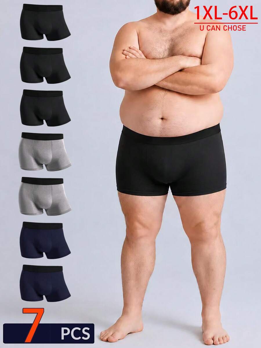 7pcs/Pack Plus Size Men's Boxer Briefs, Boxer Shorts,Men Underwear Briefs,Plus Size 1XL-5XL,Suitable For Outdoor Activities,Basketball AndOther Sports - Multicolor - View 1