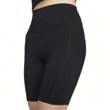 Nike Women's Solid Color Slim Fit Comfortable Elastic High Waist Sports Shorts - Black - View 3