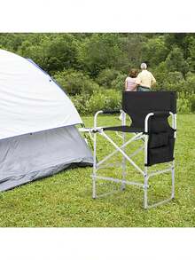 Silver White Iron Pipe Black Cloth Surface Plastic Sprayed Iron Round Pipe Director's Chair 103*60*499cm 120kg Without Carrying Bag - as Pic - View 1
