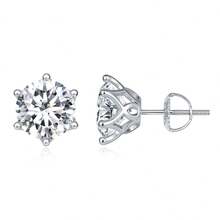 BAMOER Moissanite Wedding Earrings, Platinum Plated Brilliant Cut Round Lab Grown Diamond 925 Silver Earrings, For Women - Silver - View 16
