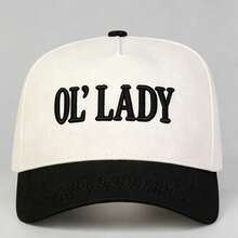 1件女款雙色「OL' LADY」刺繡字母帽,男款可調節帽子,防紫外線遮陽帽,適合休閒穿著、派對、旅行與度假禮物,送給媽媽和愛人的最佳禮物 - 多色 - 查看 3