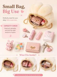 XD 1 buah Tas Kelinci Plush untuk Anak Perempuan, Tas Selempang Bahu dengan Telinga Kelinci, Tas Genggam Lucu Gaya Korea, Desain Musim Gugur/Dingin Terbaru dengan Gesper, Hadiah Sempurna untuk Anak-anak di Hari Valentine atau Tahun Baru - MultiWarna - View 9