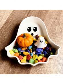 1 Set Halloween Tray, Cute Ghost Design, Home Desktop Decor, Suitable For Halloween Party Storage, Home Storage, Multi-Functional Storage Box For Organizing Small Items, Holiday Tabletop Accessories, Durable Small Item Tray, Halloween Small Decor, Halloween Gift - Multicolor - View 5