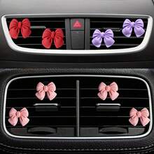 3/4/6 Pcs Pink Bow Car Interior Cute Car Interior Accessories Car Air Vent Decoration Clip Bow Car Air Vent Decoration Clip - A - View 9