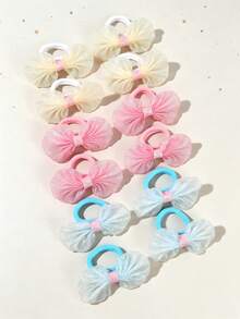 12 Stücke/2 Stücke süße Fischschwanz-Haargummi, bunte Glitzer-Tüll-Haargummis, Pferdeschwanz, Bubble-Zopf, Haaraccessoires Geschenke für Mädchen und Teenager, Schulkleidung - Verschiedenfarbig - Übersicht 5