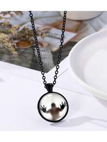 Glowing Horror Ghost Silhouette Pendant, Glass Dome Ornament With Eerie "Trapped Person" Handprint Pattern, Gothic Style Fun Halloween Gift For Men And Women, Halloween Cosplay Gothic Thriller Decoration - Multiple Styles - View 6
