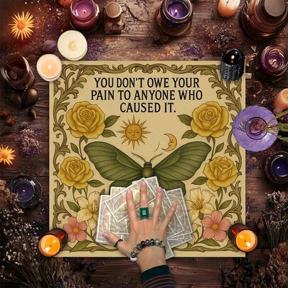 Tarot Altar Cloth Witchy Wiccan Cloth Suitable Tarot Readings Moon Phase Ceremonies Meditation Spaces Table Cover Witchcraft Altar Cloth Vintage Floral Table Cloth Witchcraft Mystical Butterfly Signs Oracle Mat Boho Playmat Cloth Home Decor