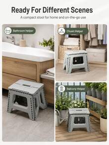 Minimalist Folding Stool With Easy Hand Carry Handle Premium Plastic Portable Stool For Adults And Teens Sturdy Build Foldable Stool Perfect For Indoor Seating And Party Use Strong Square Base Outdoor Furniture Camping Essentials Picnic Essentials - Multicolor - View 7